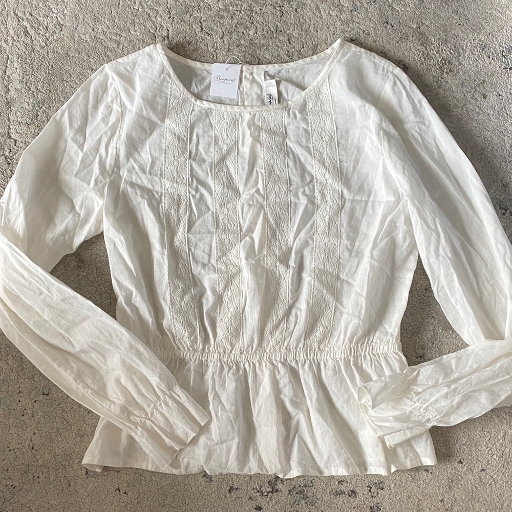 Bonpoint Cream Blouse with Textured Detail NWT